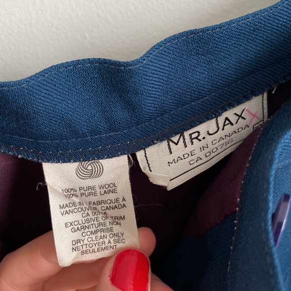 Vintage Mr Jax 🇨🇦 Dark Teal Wool Skirt - Picture 7 of 8